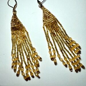 Gold Beaded  Dangle  Earrings